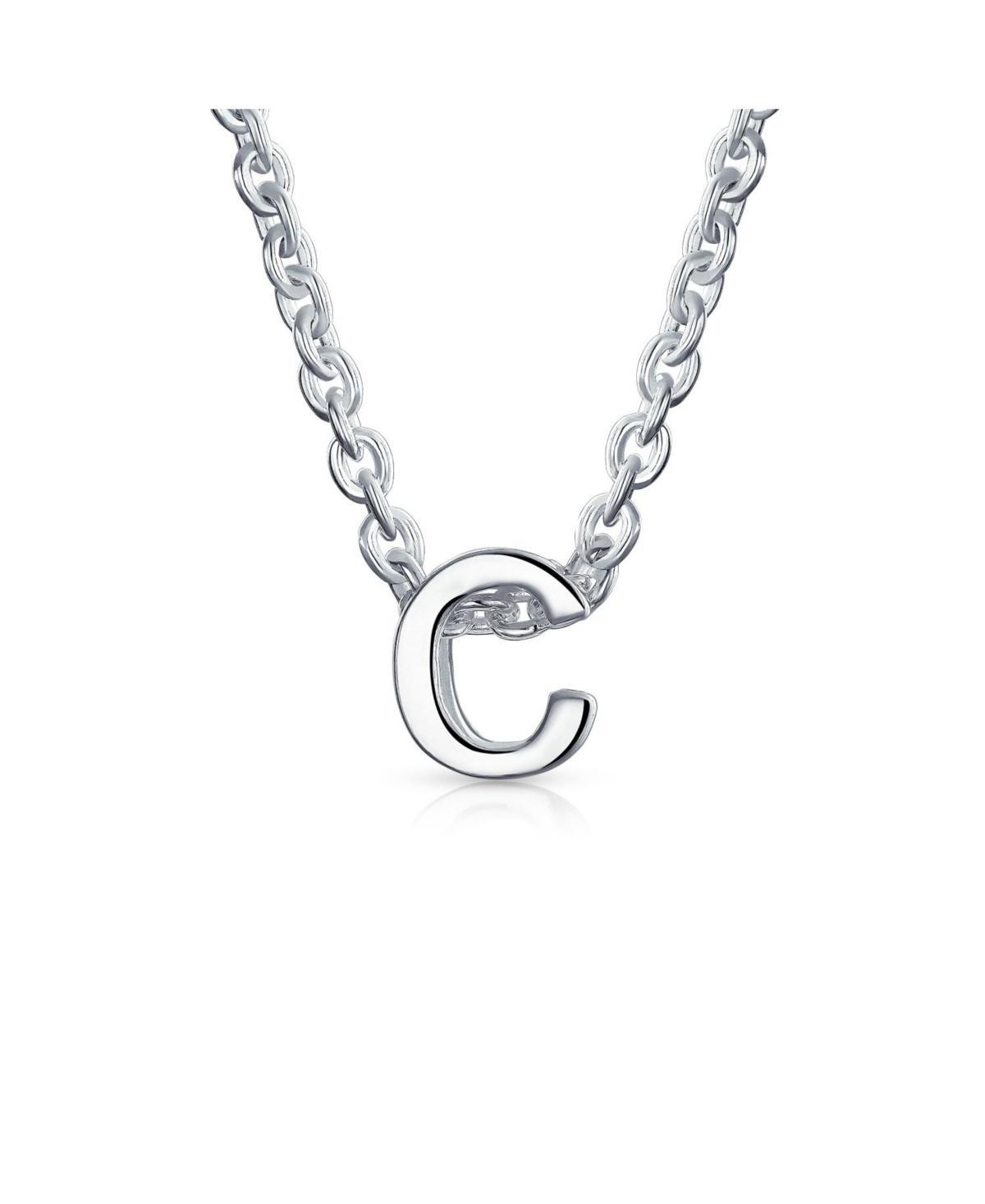 Bling Jewelry Tiny Block Letters Alphabet Pendant 925 Sterling Silver Initial Necklace For Women Product Image