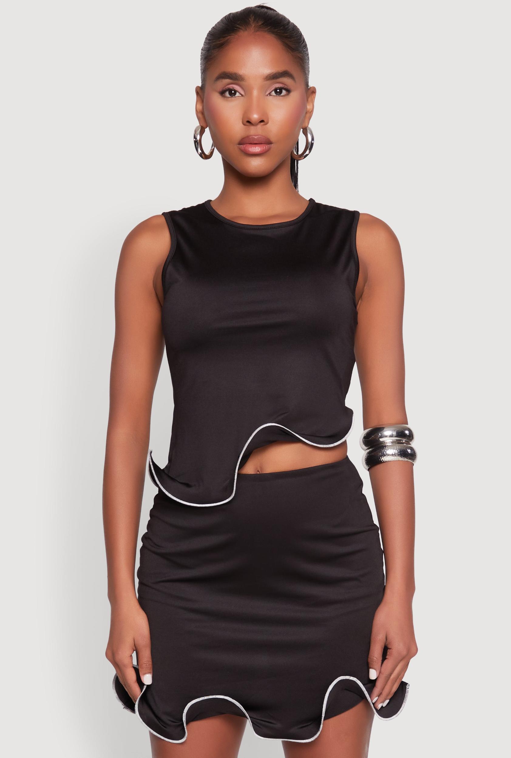 Womens Wave Structured Sleeveless Crop Top Product Image