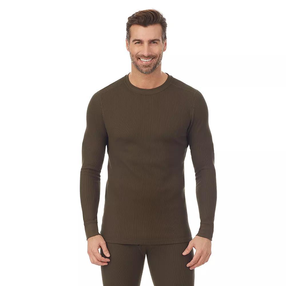 Men's Cuddl Duds® Midweight Waffle Thermal Performance Base Layer Crew Top, Size: Large, Dark Green Product Image