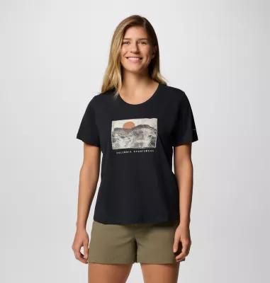 Women's Columbia Omni-WICK™ Ruby Springs Scoopneck Short Sleeve Graphic Tee, Size: Medium, Collegiate Blue Product Image