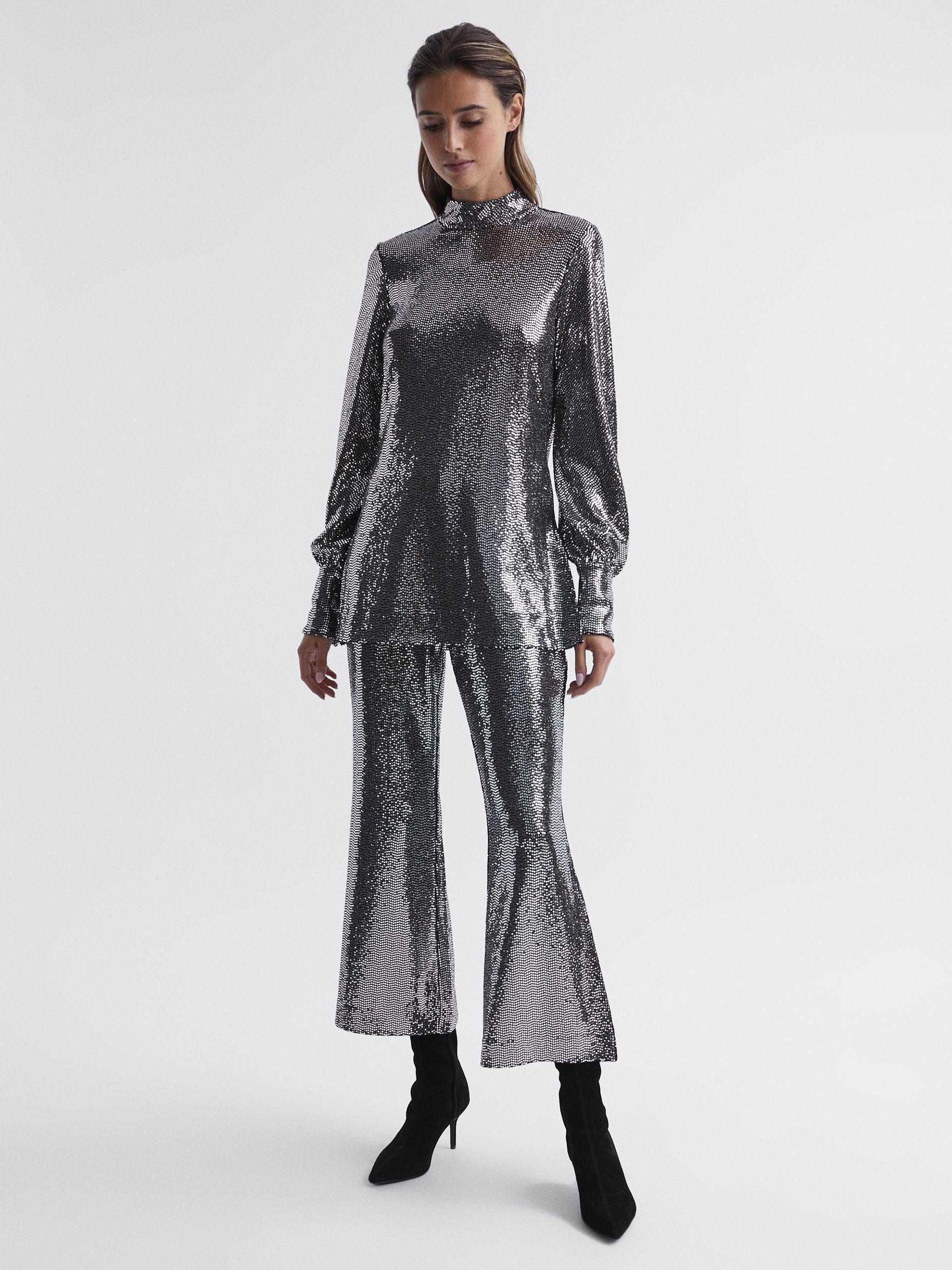 Sequin Occasion Trousers in Silver Product Image
