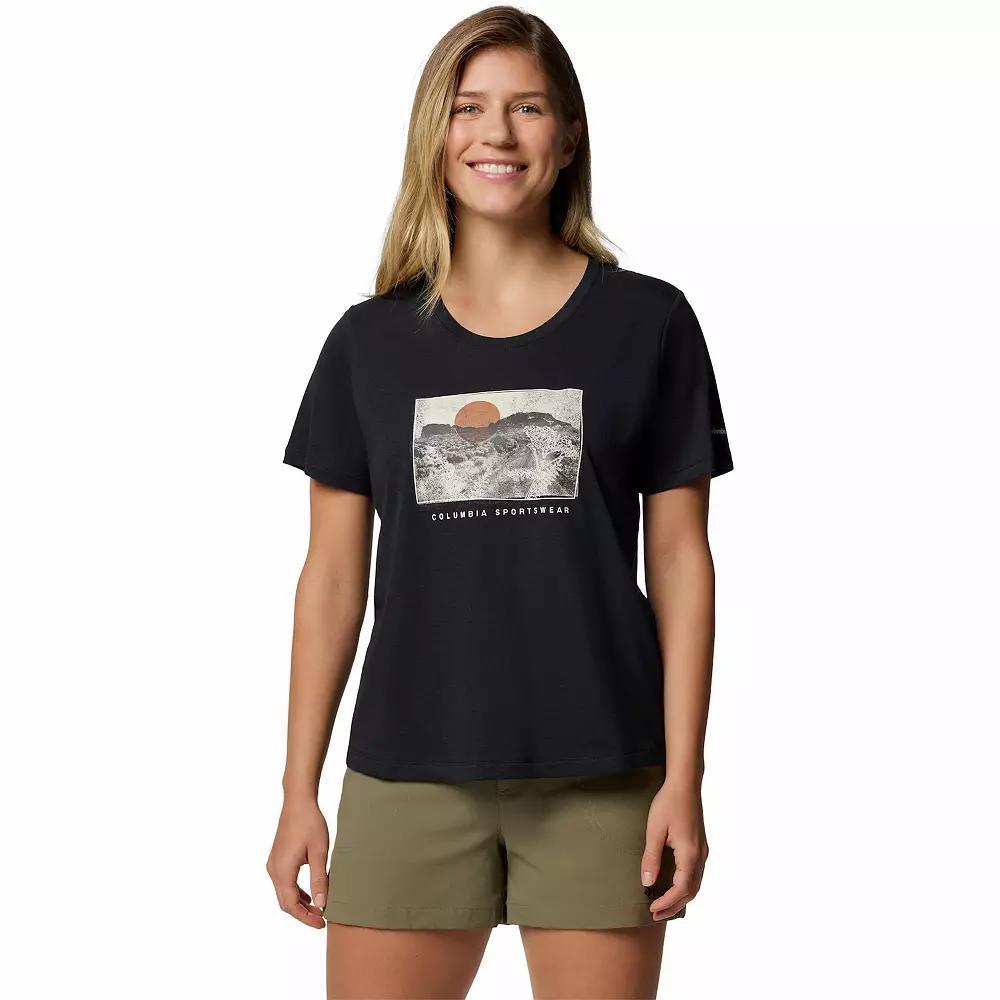 Women's Columbia Omni-WICK™ Ruby Springs Scoopneck Short Sleeve Graphic Tee, Size: Medium, Collegiate Blue Product Image