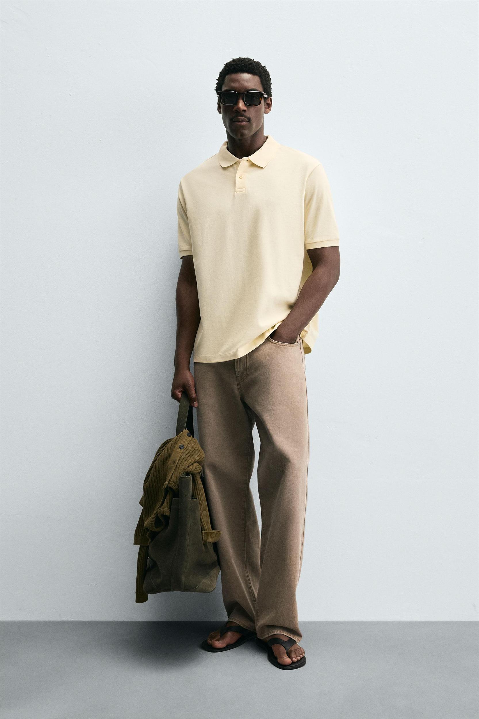 WASHED PIQUÉ TEXTURED POLO SHIRT Product Image