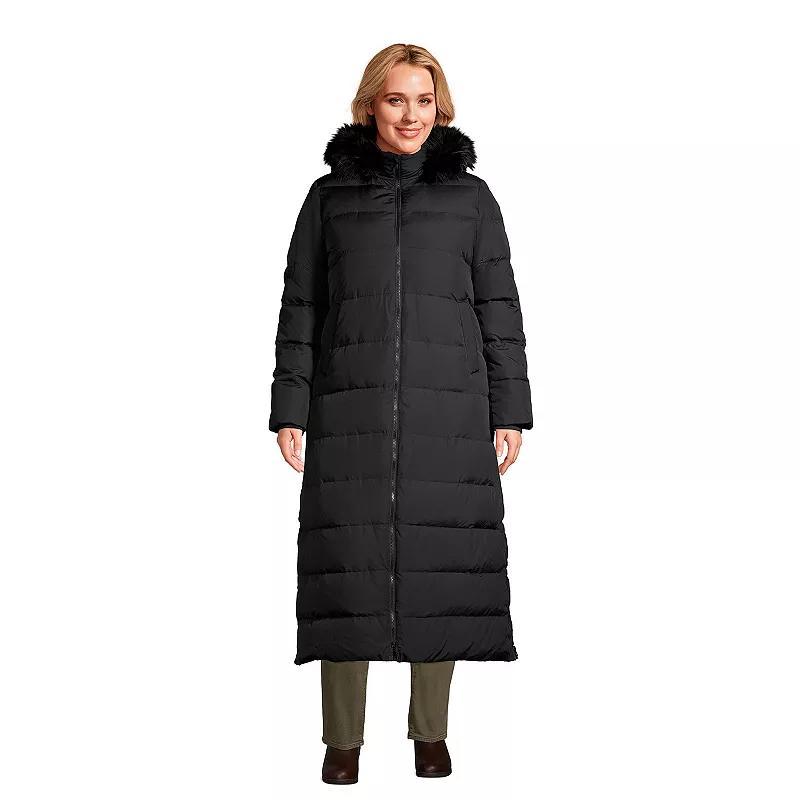 Womens Lands End Faux-Fur Hood Quilted Long Down Winter Coat Product Image