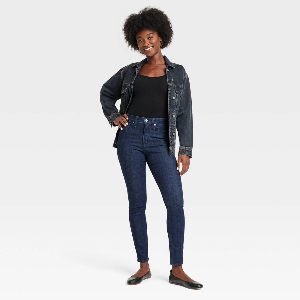 Womens High-Rise Skinny Jeans - Universal Thread Dark Blue 0 Product Image