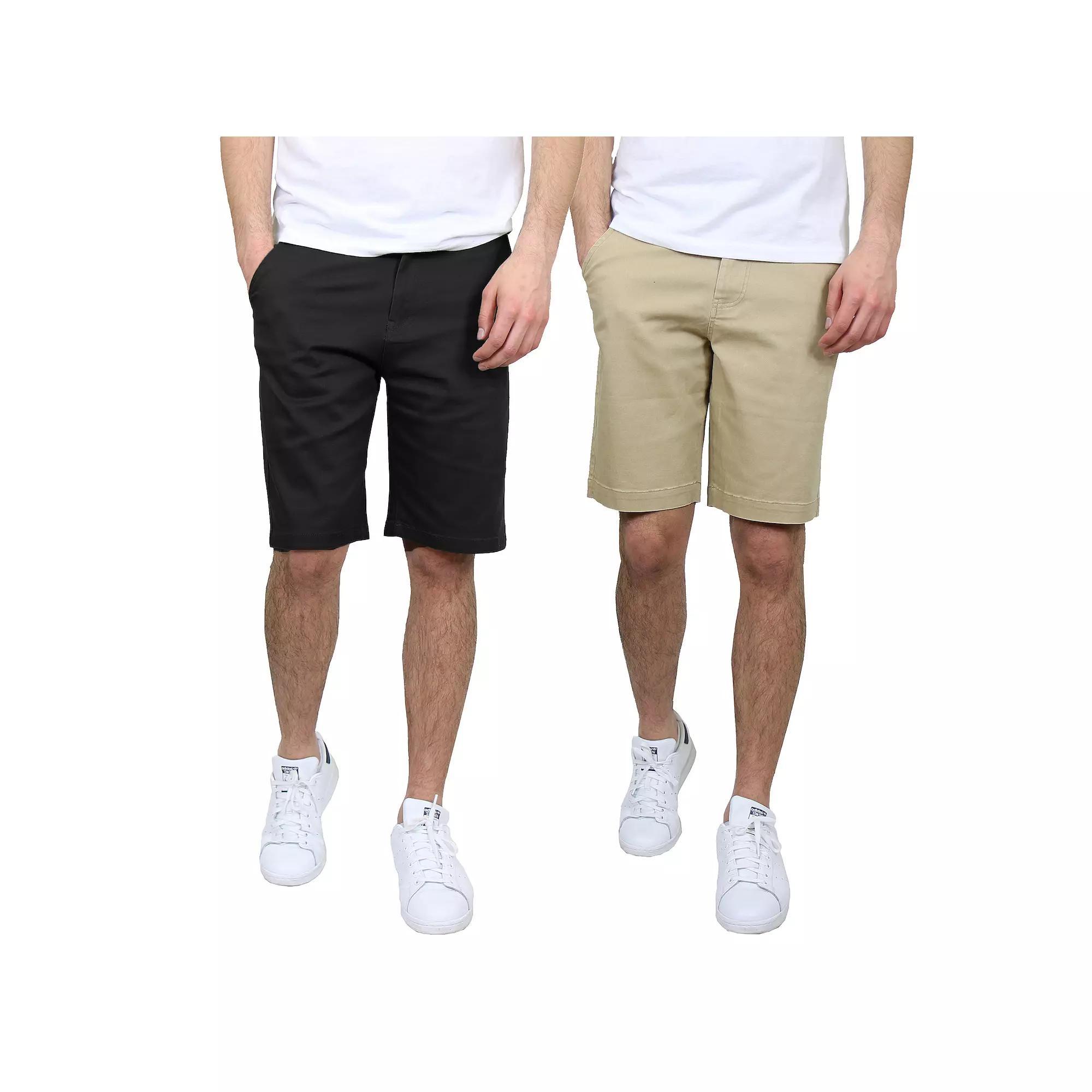 Men's Galaxy 10.5" Slim-Fit Cotton Flex Chino Shorts 2-Pack, Size: 38, Black Khaki Product Image