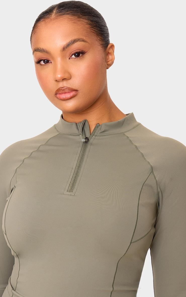 Olive Sculpt Quarter Zip Gym Top Product Image