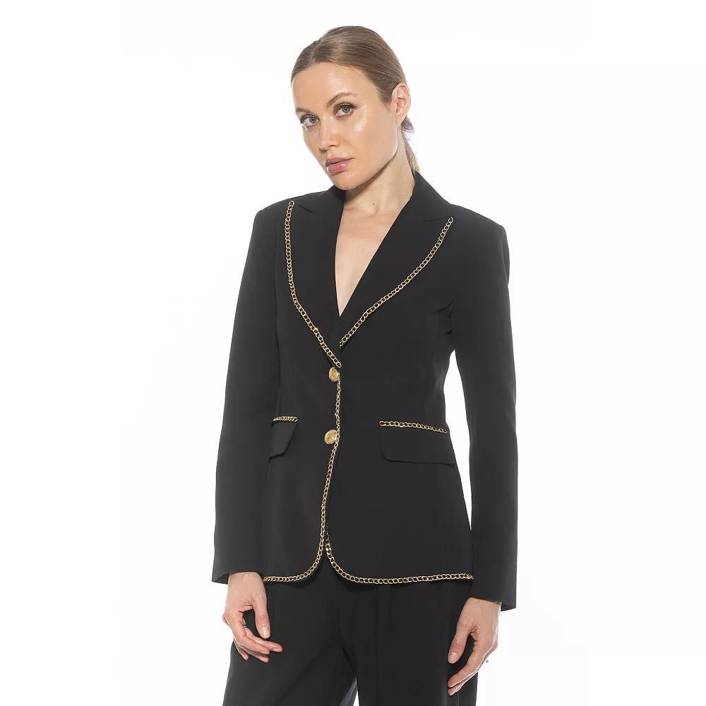 Women's ALEXIA ADMOR Janet Fitted Blazer With Chain Trim Detailing, Size: 6, Pink Product Image