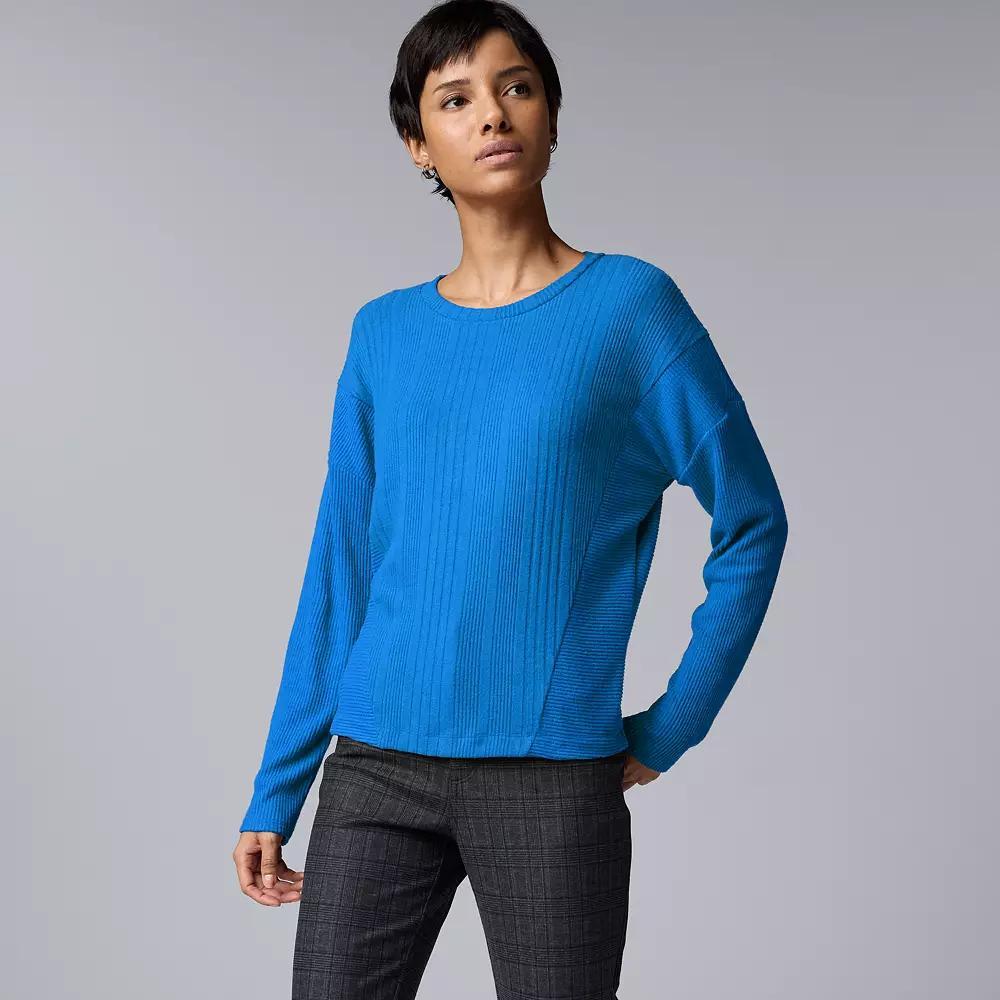 Women's Simply Vera Vera Wang Dolman Rib Knit Top, Size: XS, Black Product Image