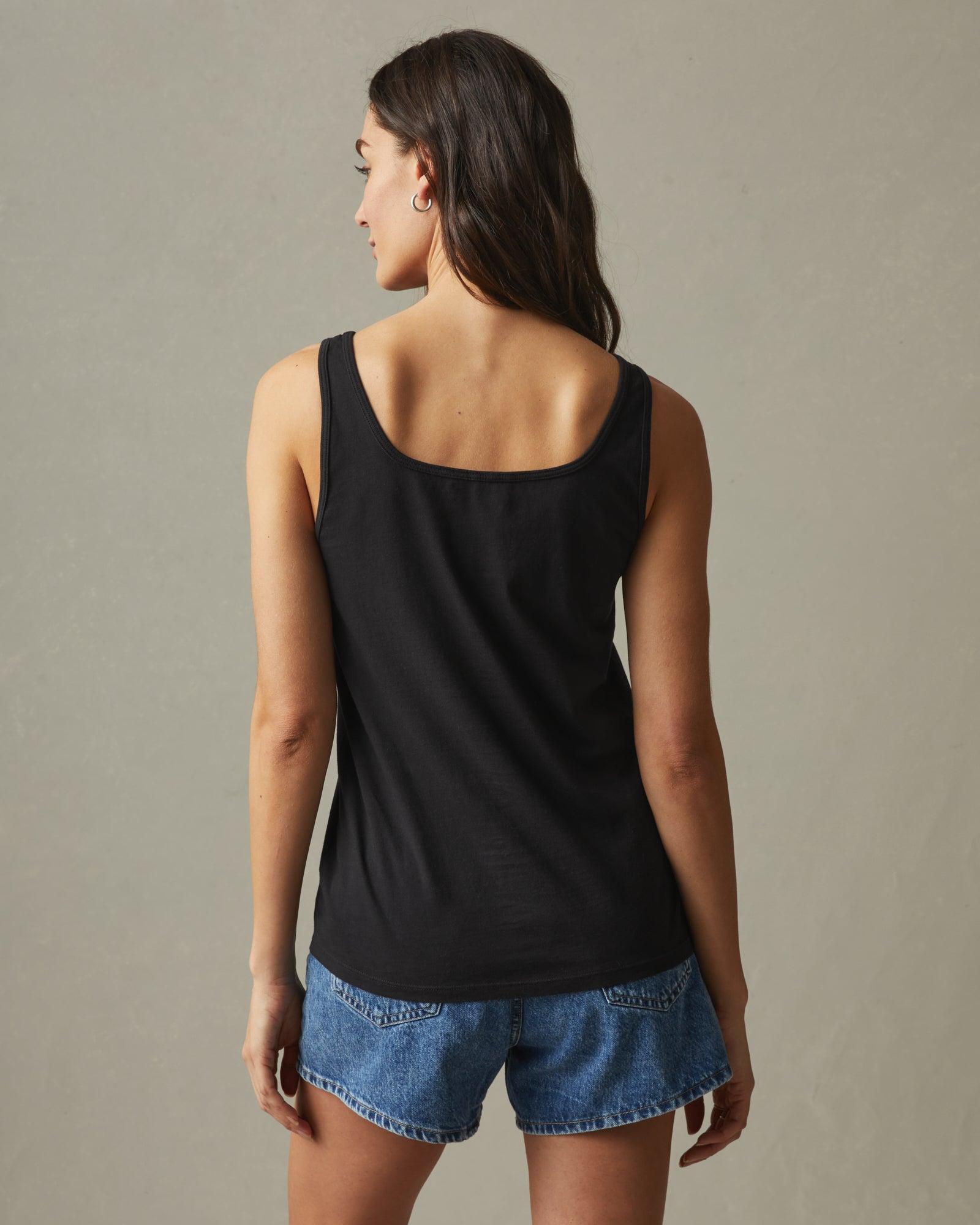Women's Classic Cotton Scoop Tank - Black Female Product Image