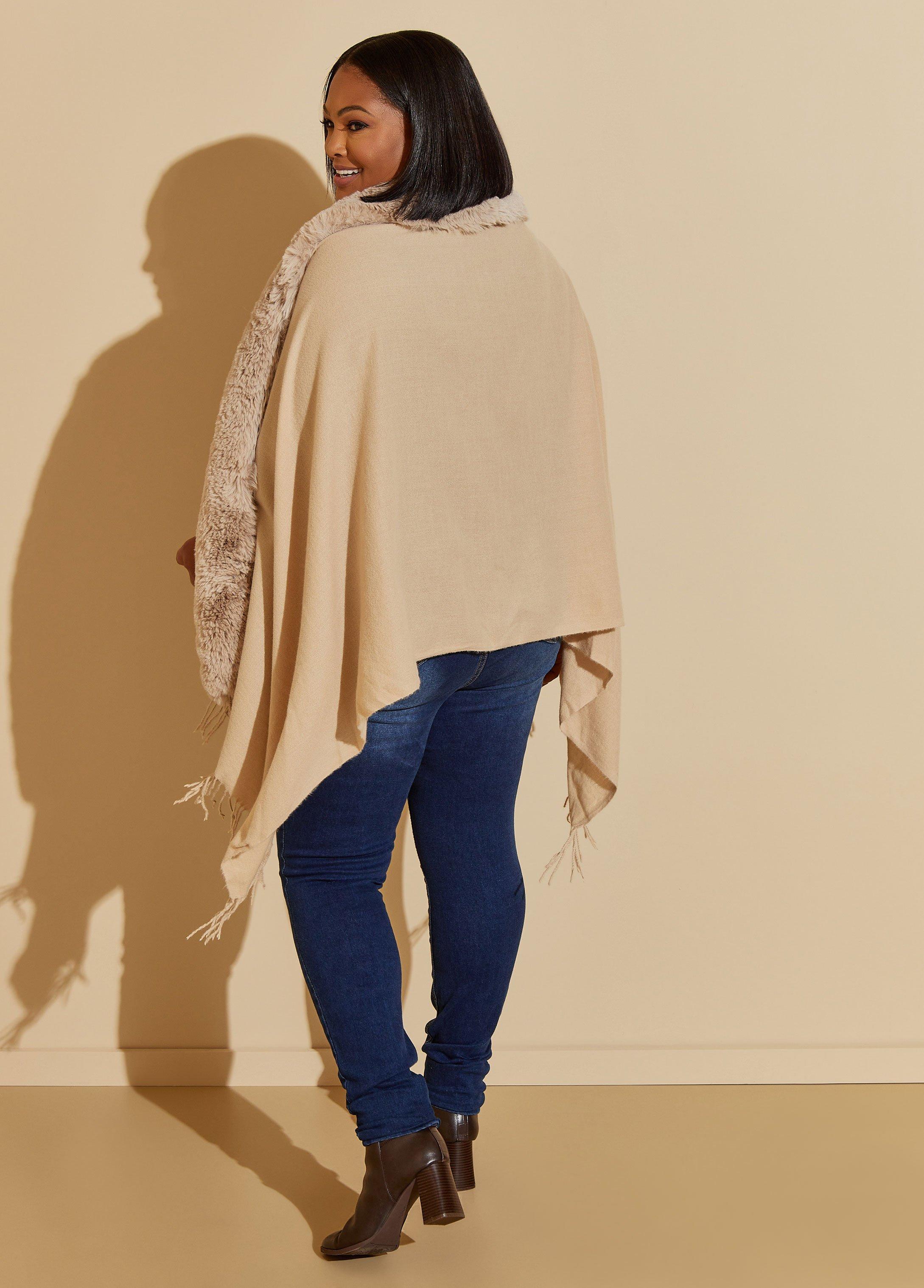Faux Fur Trimmed Ruana Product Image