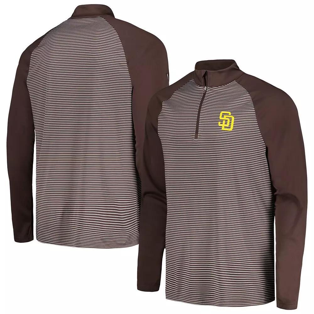 Men's Levelwear Brown San Diego Padres Charter Striped Raglan Quarter-Zip Top, Size: 3XL Product Image