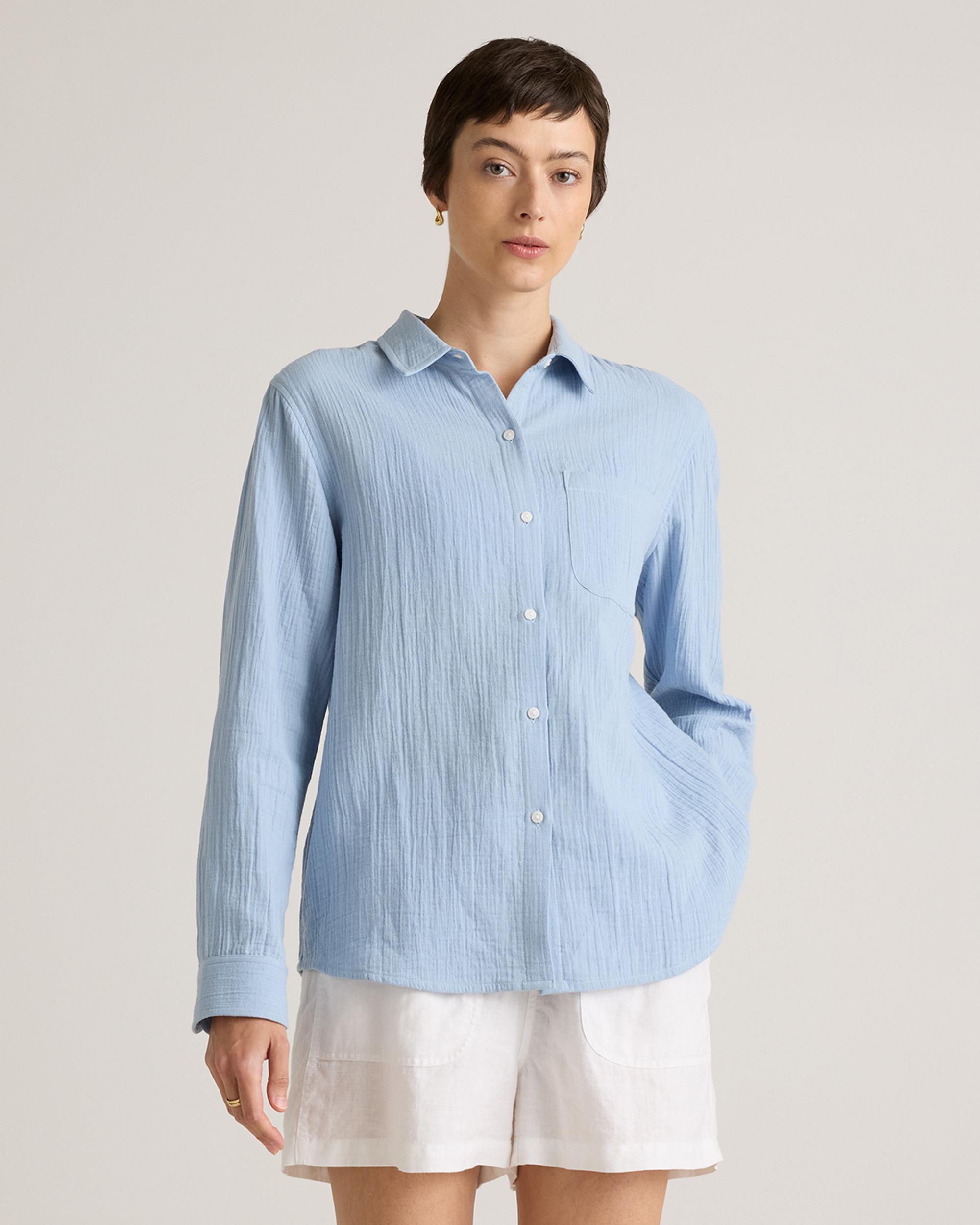 100% Organic Cotton Gauze Long Sleeve Shirt Product Image