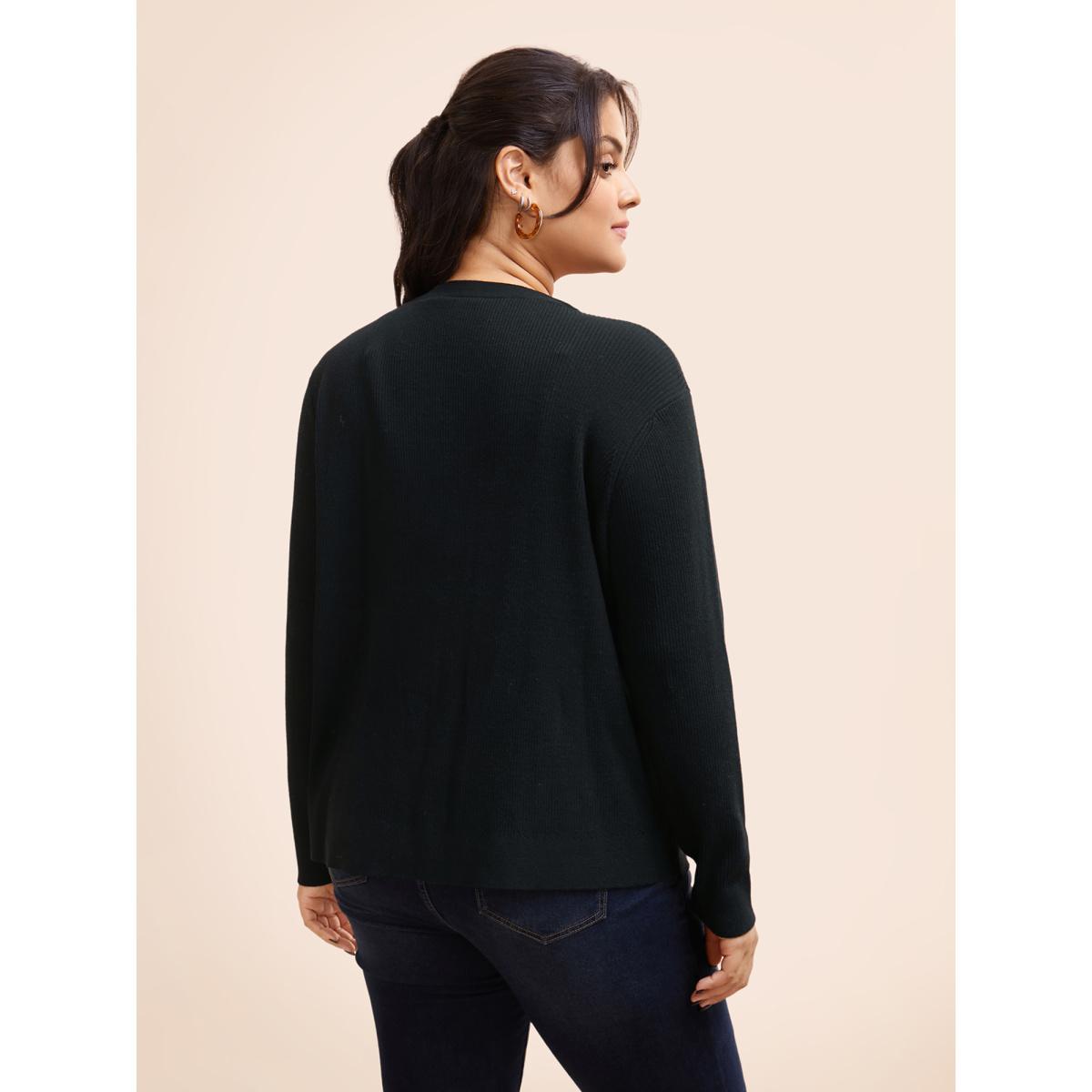 Plus Size Supersoft Essentials Solid Texture Cardigan Black Women Basics Loose Long Sleeve Everyday Cardigans BloomChic 12/L Product Image