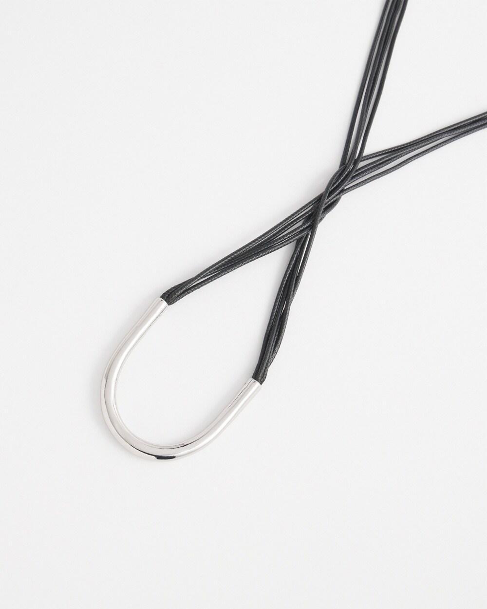 Silver Tone Multi Strand Cord Necklace Product Image