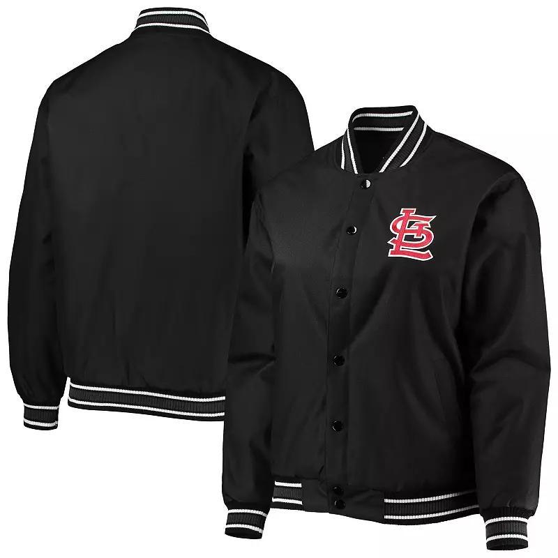 Women's JH Design Black St. Louis Cardinals Plus Size Poly Twill Full-Snap Jacket, Size: 3XL Product Image
