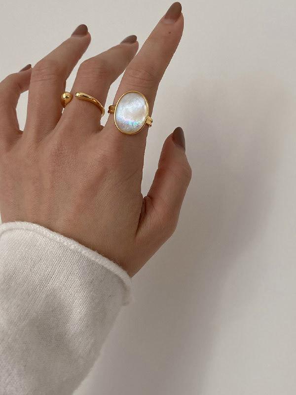 Adjustable Mother-Of-Pearl Geometric Rings Accessories Product Image