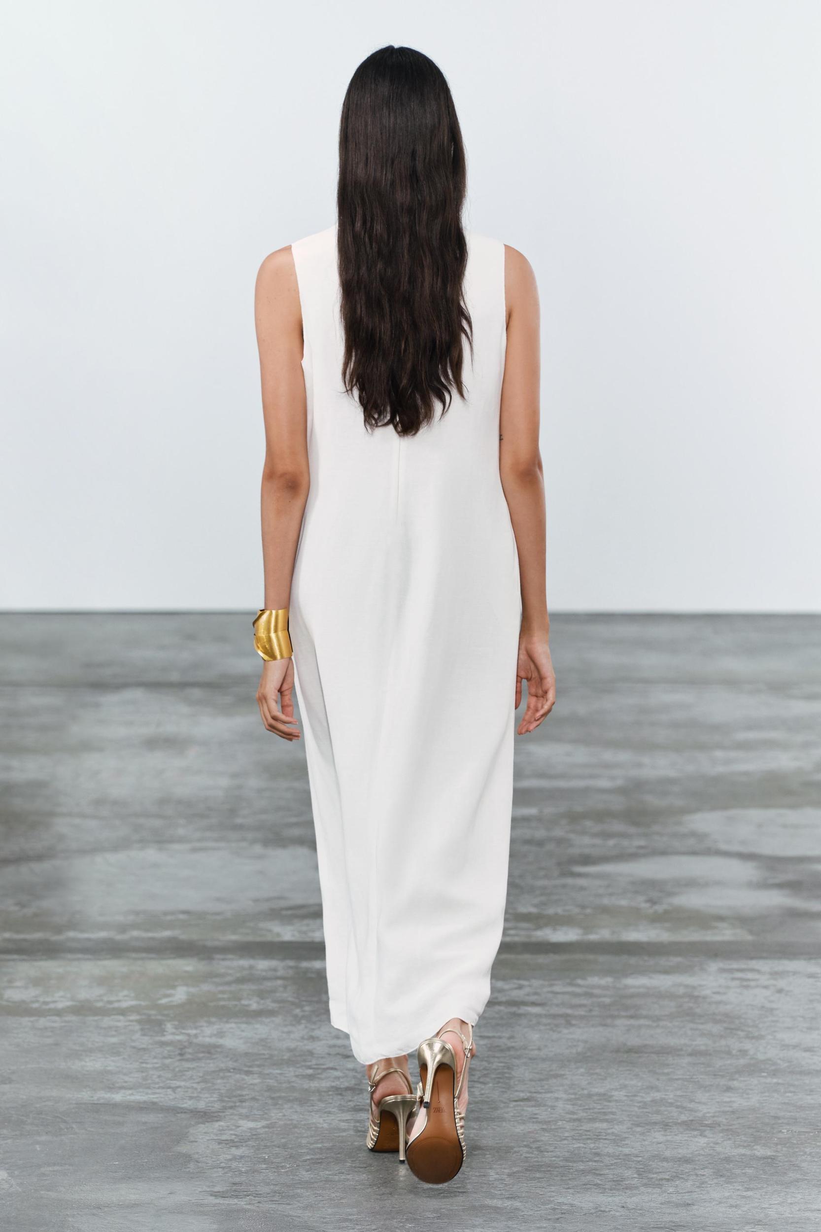 LINEN BLEND MIDI DRESS ZW COLLECTION Product Image