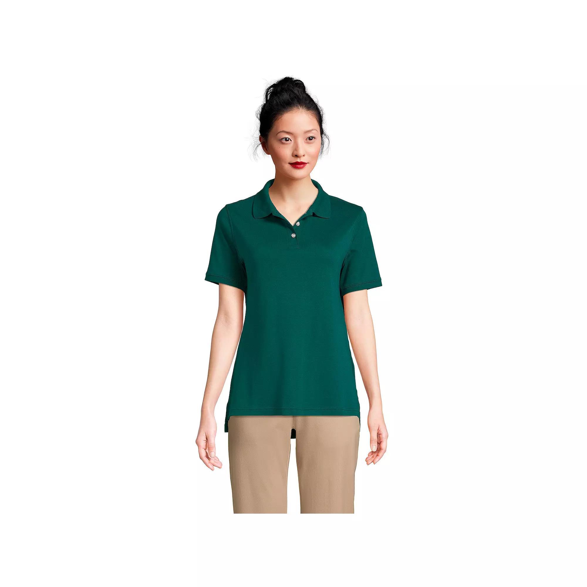 Women's Tall Lands' End School Uniform Short Sleeve Interlock Polo, Size: Small Tall, Blue Product Image