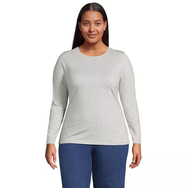 Plus Size Lands' End Long Sleeve Lightweight Jersey Crewneck Top, Women's, Size: 3XL, Light Cornflower Product Image