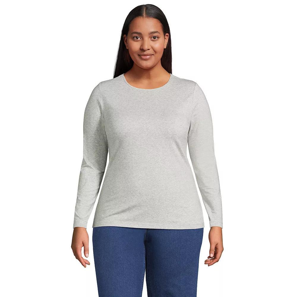 Plus Size Lands' End Long Sleeve Lightweight Jersey Crewneck Top, Women's, Size: 3XL, Light Cornflower Product Image