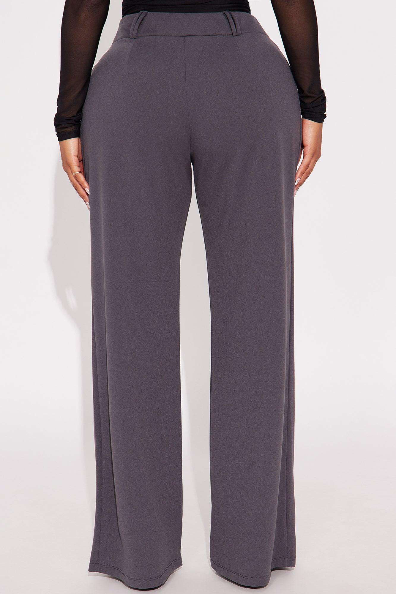Late To The Meeting Wide Leg Trouser Pant - Charcoal Product Image