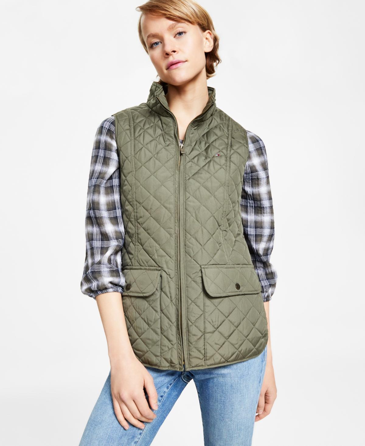 Tommy Hilfiger Womens Quilted Zip Front Vest Product Image