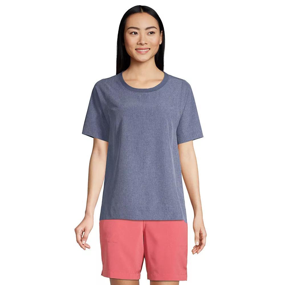 Petite Lands End Elbow Sleeve Commuter Tee, Womens Product Image