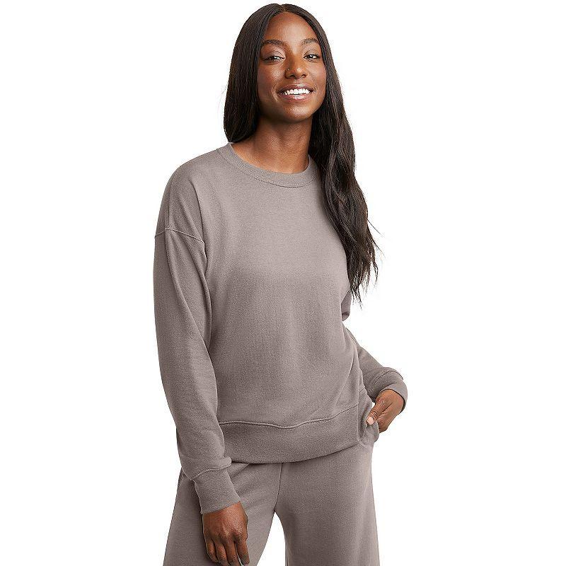 Women's Hanes Originals French Terry Sweatshirt, Size: Medium, Black 50r Pe Grey Product Image