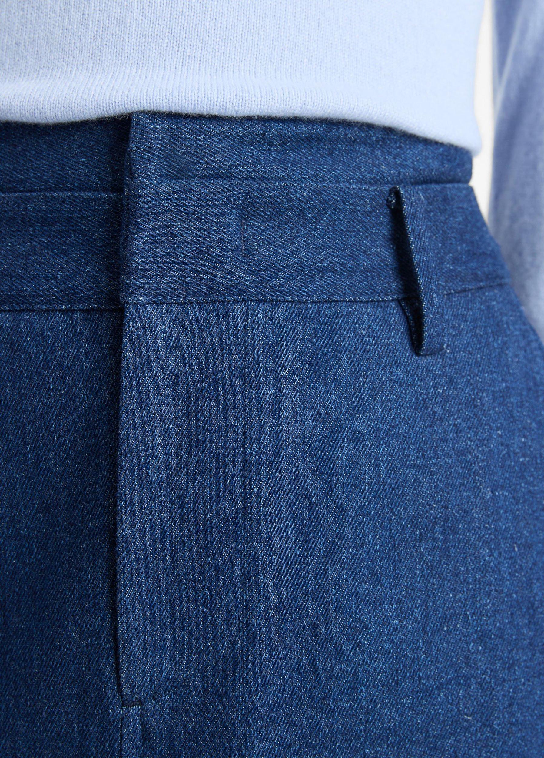 Italian Cotton Double-Waistband Mid-Rise Pencil Skirt Product Image