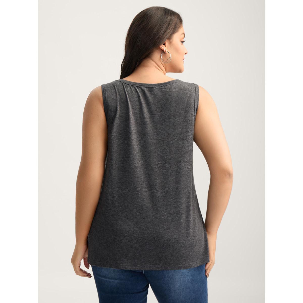 Plus Size Stars and Stripes Curvy Hem Tank Top Women DimGray Non Round Neck Everyday-Casual Tank Tops Camis BloomChic 28/5X Product Image