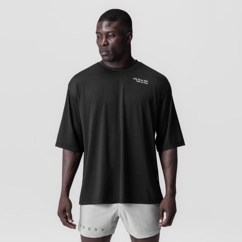 0841. 3D-Lite® 2.0 Lycra® 3/4-Sleeve Oversized Tee - Black "OTWR Block" Product Image