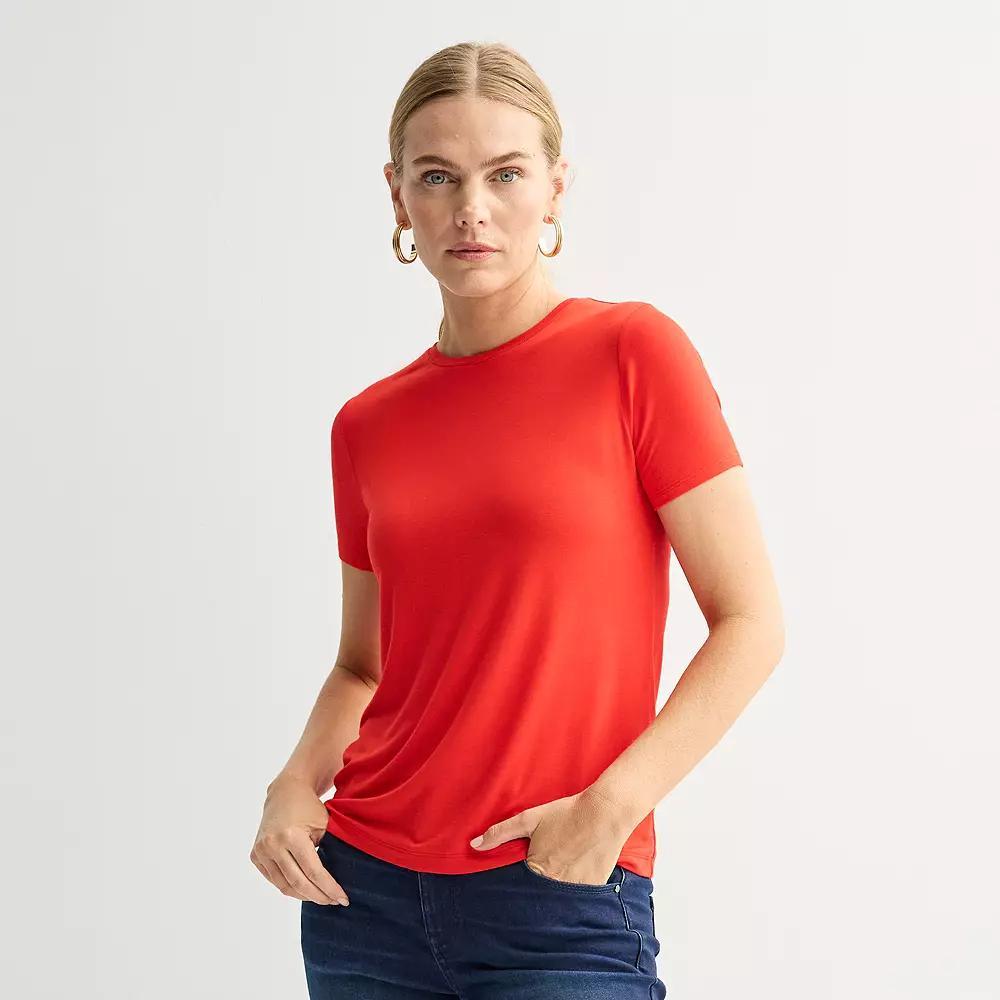Women's Nine West Essential Crewneck Tee, Size: XS, Raleigh Red Product Image