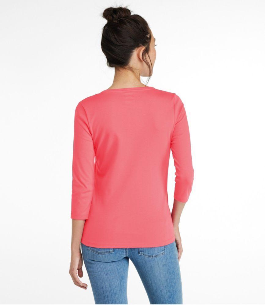 
                            Women's Pima Cotton Shaped Tee, Three-Quarter-Sleeve Jewelneck
                         Product Image