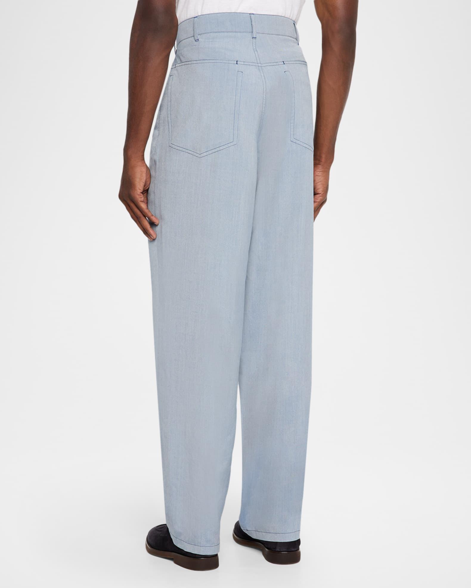 Men's Denim-Dyed Silk Pleated Trousers Product Image