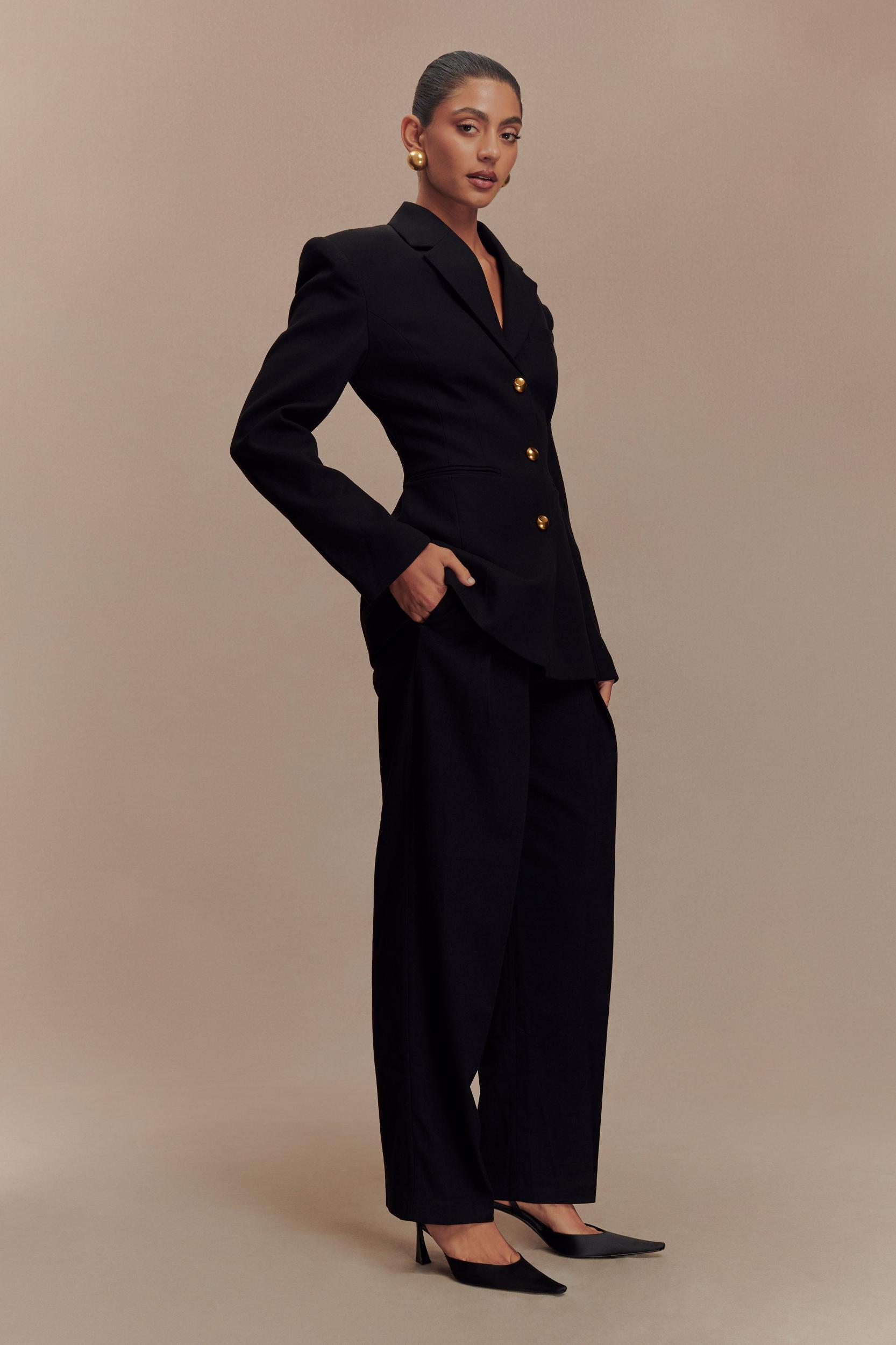 Penelope Pleated High Waisted Pants - Chocolate Product Image