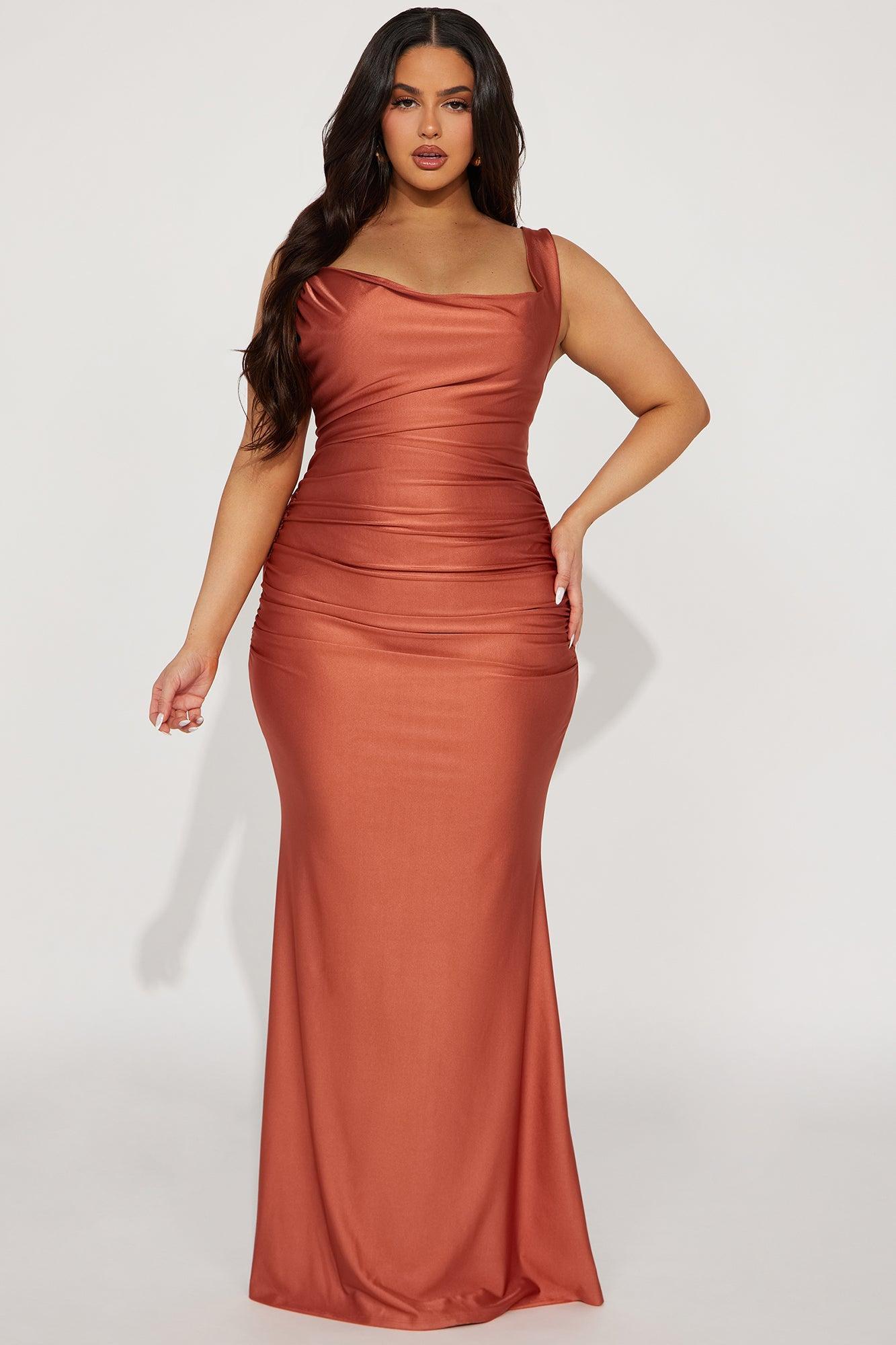 Michelle Draped Back Gown - Marsala Product Image