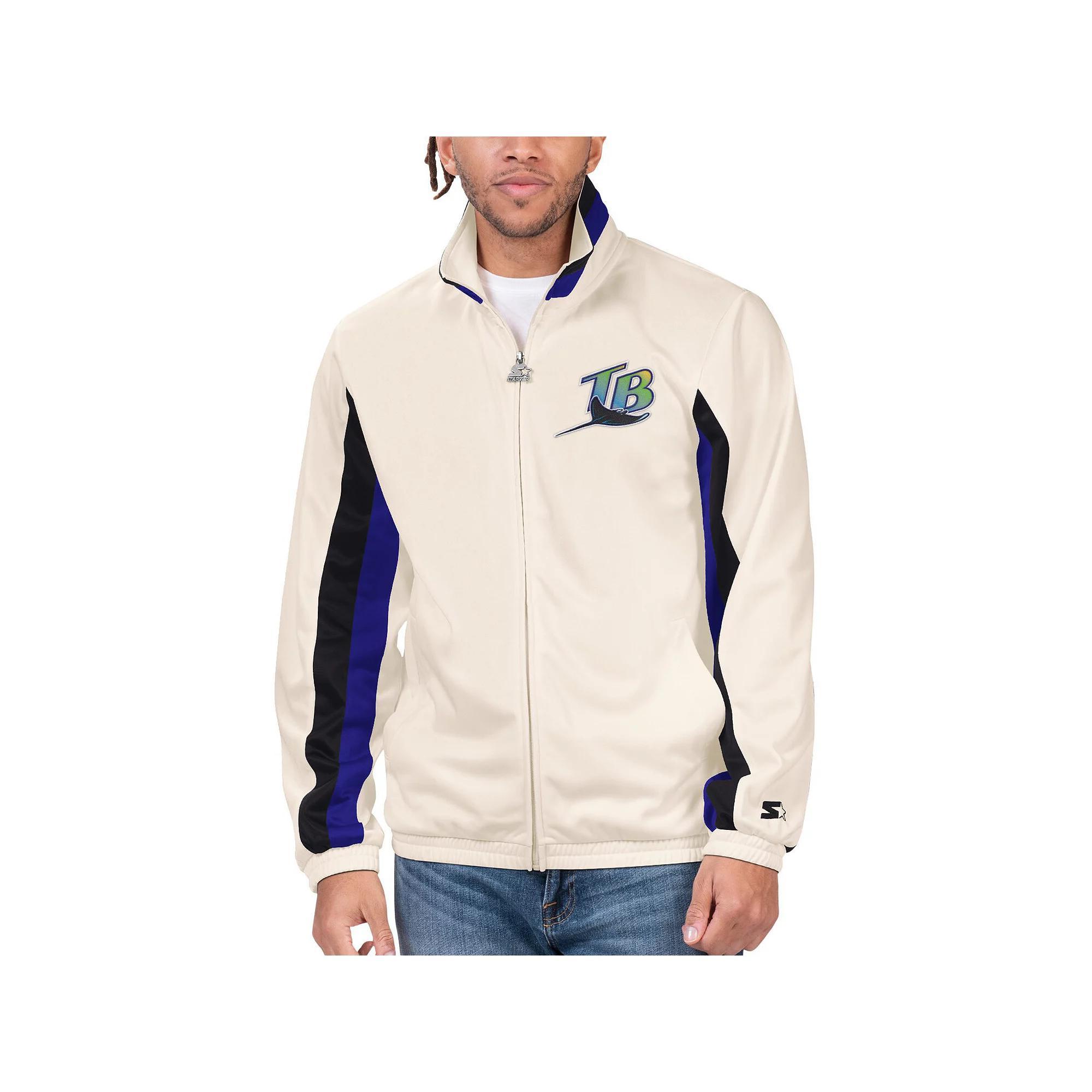Men's Starter Cream Tampa Bay Rays Rebound Cooperstown Collection Full-Zip Track Jacket, Size: 2XL, Beige Product Image