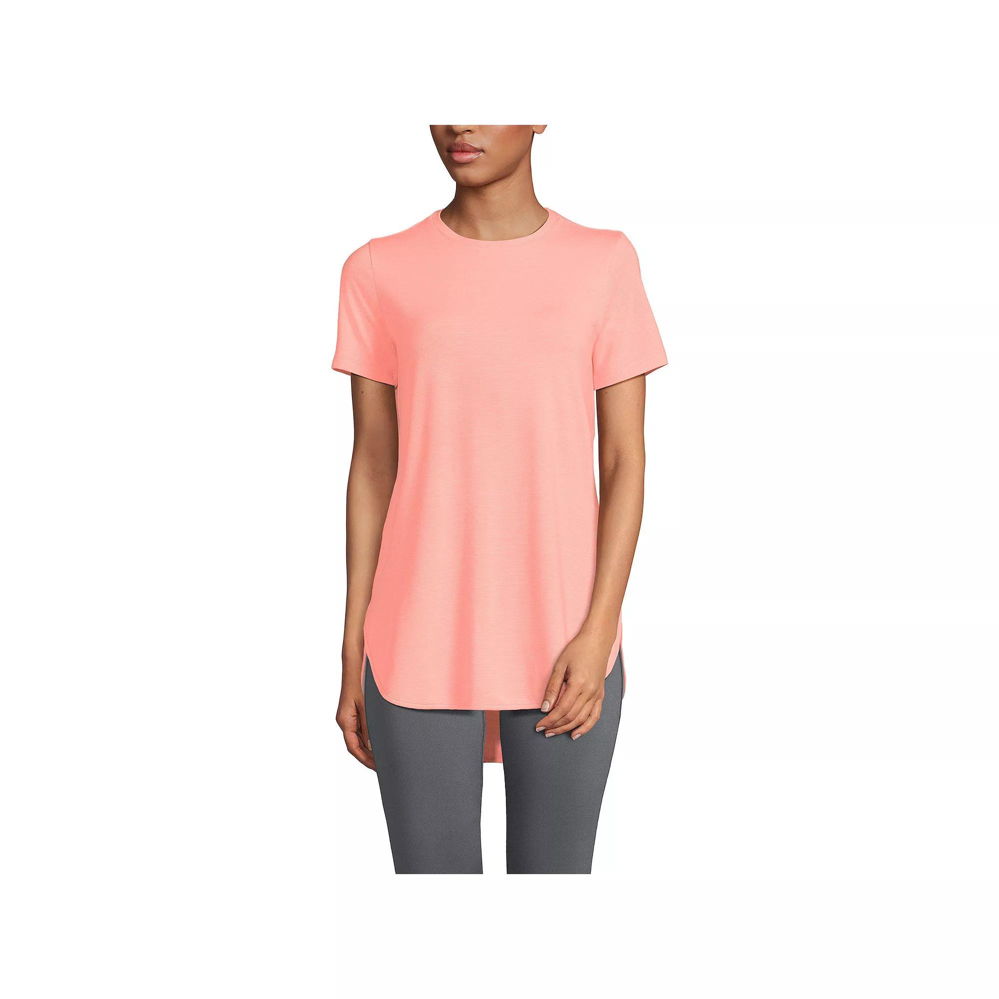 Petite Lands' End Moisture-Wicking UPF 50 Tunic Tee, Women's, Size: Small Petite, Blue Surf Pinstripe Product Image