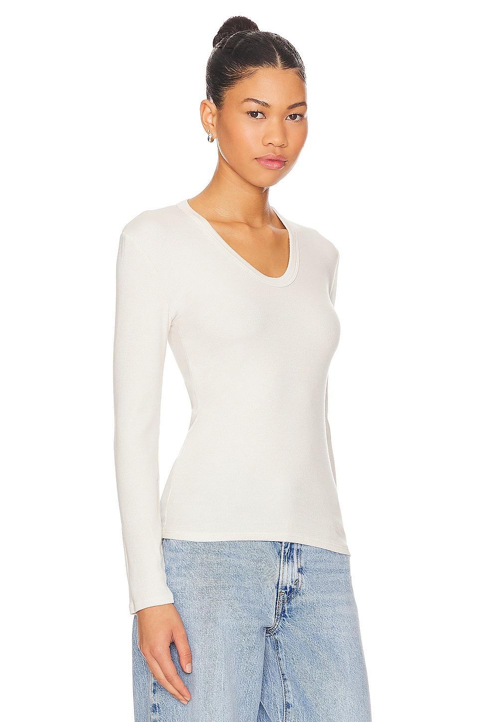 U Neck Rib Long Sleeve perfectwhitetee Product Image