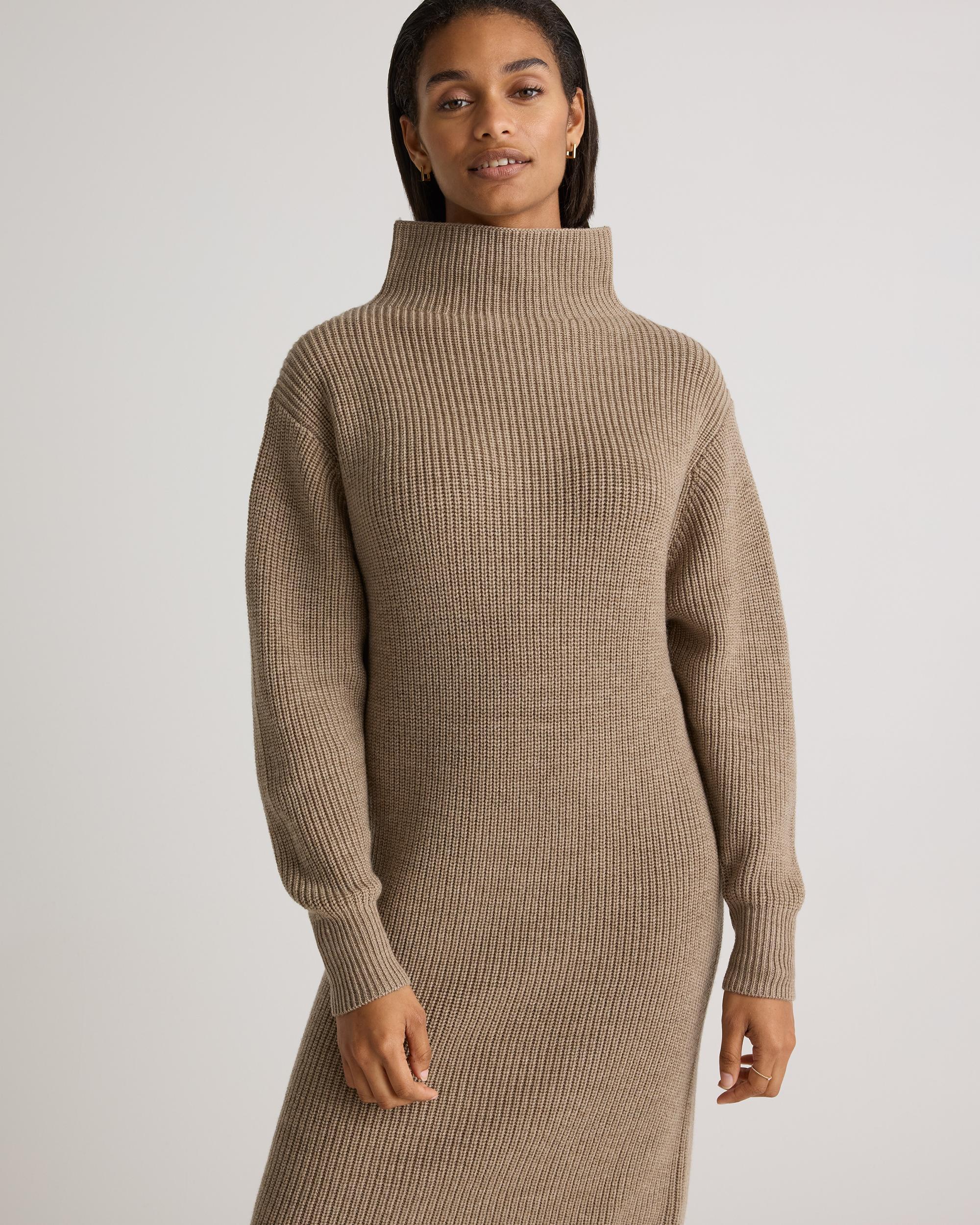 Quince | Women's Australian Merino Wool Relaxed Turtleneck Sweater Dress Size XS Product Image