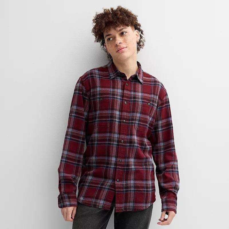 Men's Sonoma Goods For Life® Supersoft Flannel Button-Down Shirt, Size: Small, Light Blue Plaid Product Image