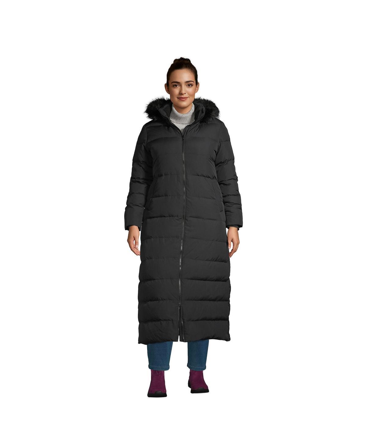Womens Lands End Faux-Fur Hood Quilted Long Down Winter Coat Product Image