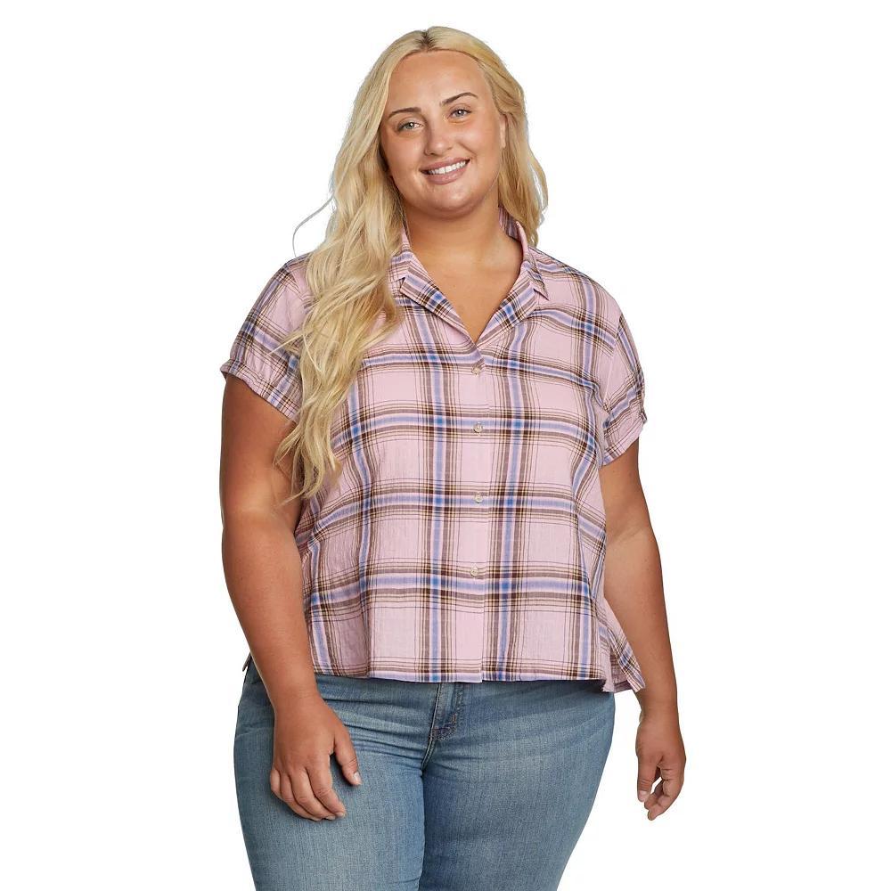Plus Size Eddie Bauer Plaid Packable Camp Shirt, Women's, Size: 2XL, Dusty Pink Product Image