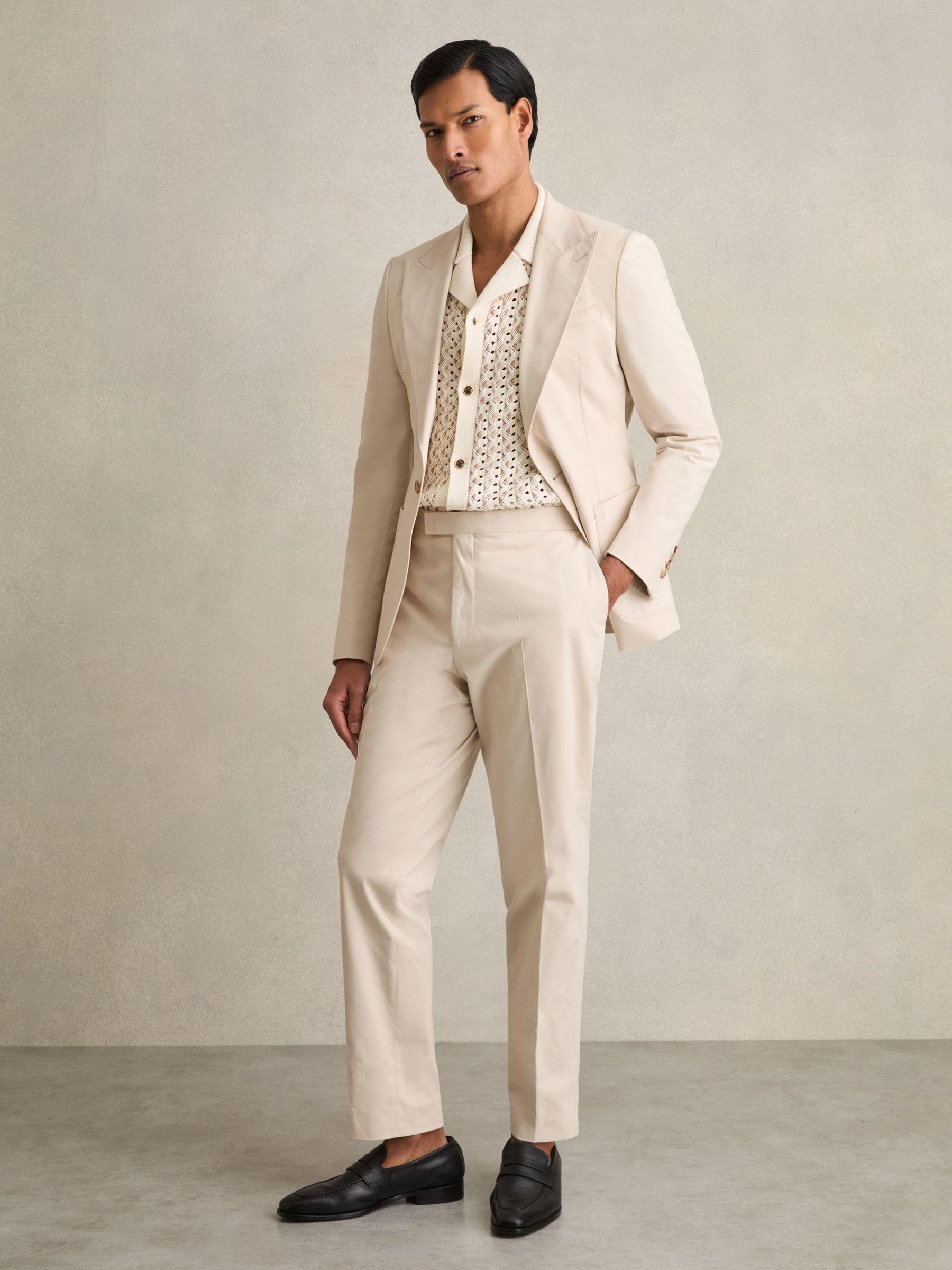 Slim-Fit Single-Breasted Suit Blazer in Stone Product Image