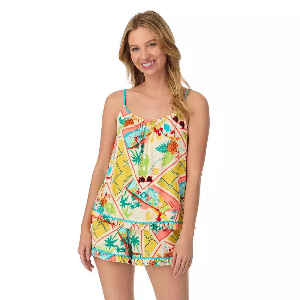 Women's Beauty Sleep Social 2-Piece Cozy Pajama Tank Top & Pajama Shorts Set, Size: Medium, Vacay Vibes Product Image