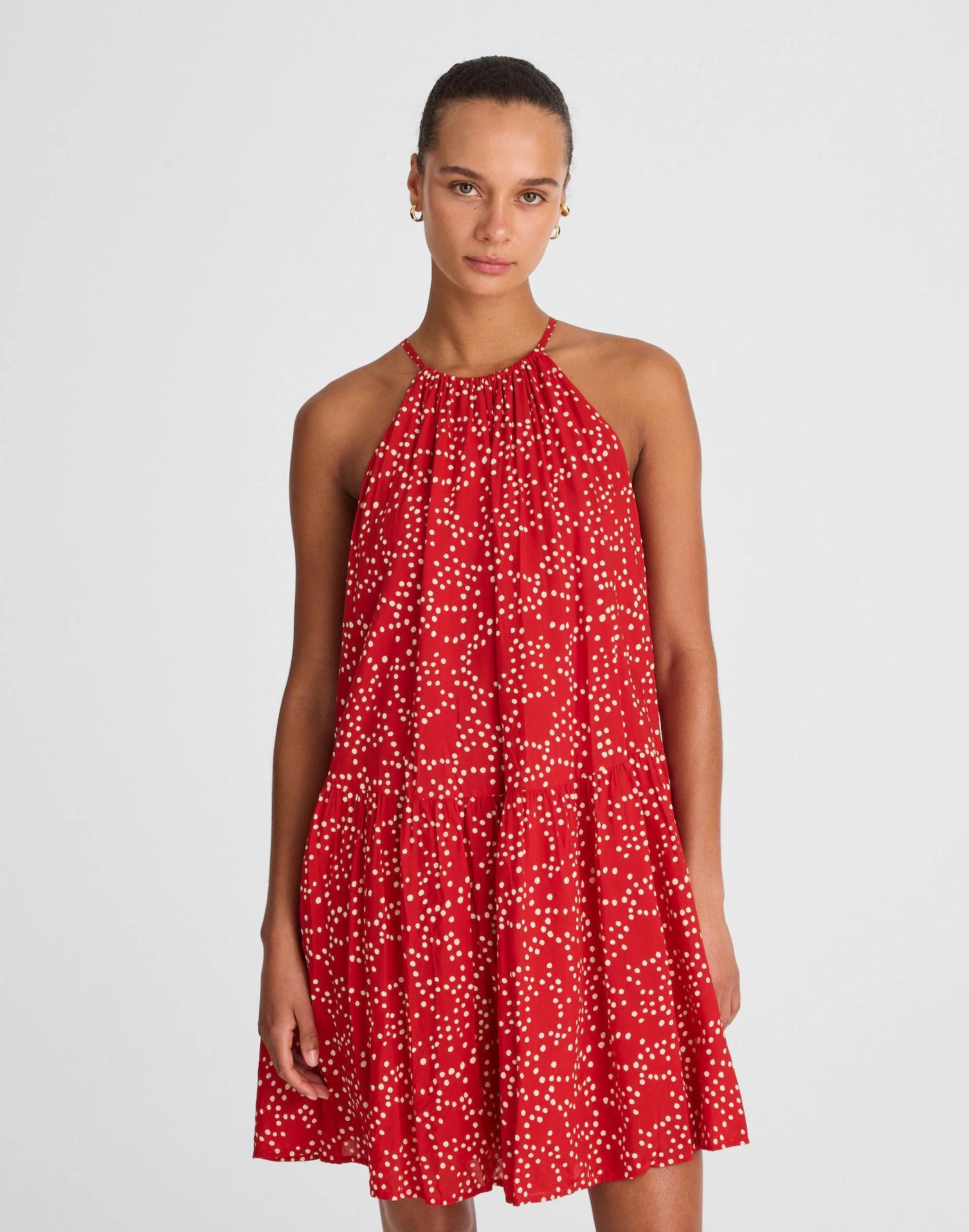 Drop-Waist Mini Dress in Dot Product Image