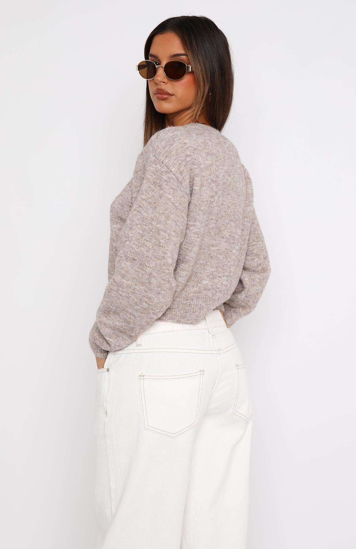 Warm Whispers Knit Cardigan Taupe Product Image