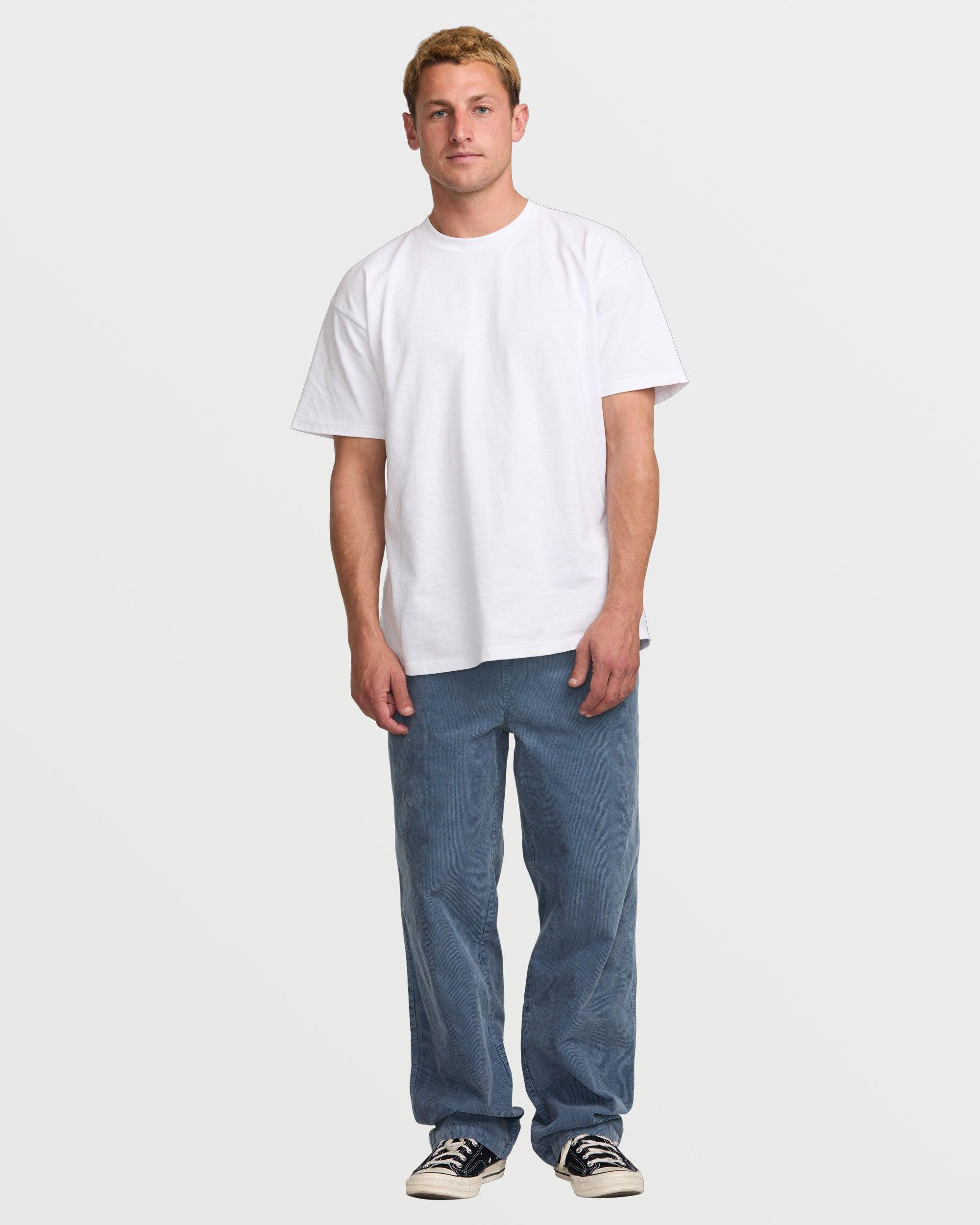 Larry Elastic Waist Corduroy Pants - Slate Blue Male Product Image