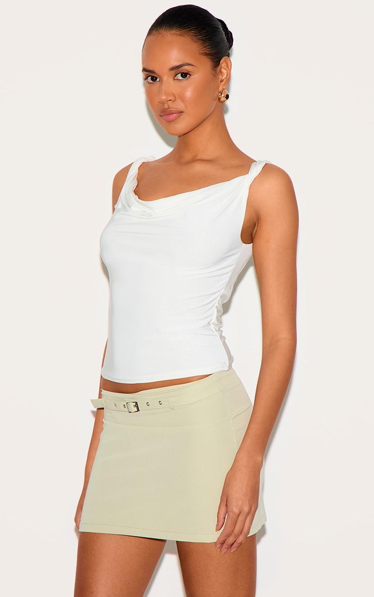 Sage Green Thin Belt Detail Tailored Mini Skirt Product Image